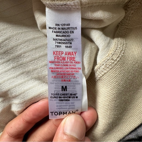 Topman Medium Beige Long Sleeve Velour Sweater - Picture 5 of 6